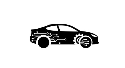 Fototapeta premium Electric Car Illustration with Mechanical Components.