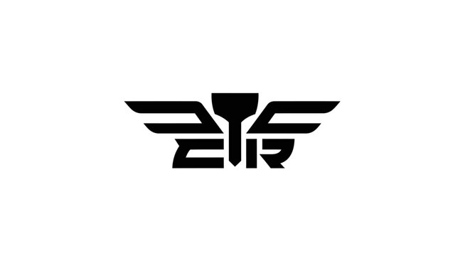 Stylized black logo with wings and funnel.