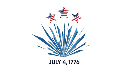 Obraz premium American independence day icon, patriotic symbol with flags and fireworks, isolated on transparent background