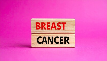 Wooden Blocks Displaying Breast Cancer Awareness On Pink Background