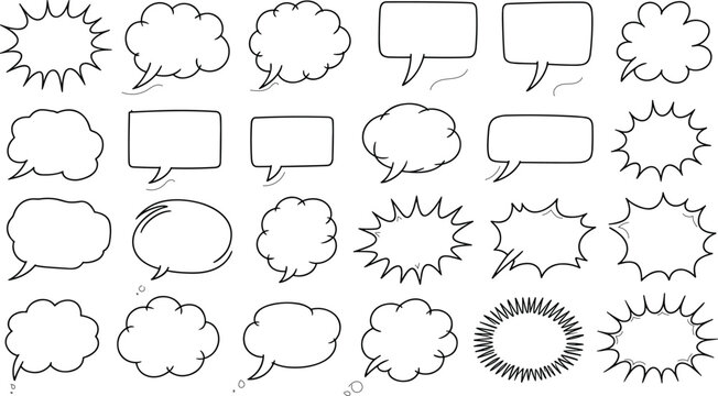 Collection of various speech bubbles and text boxes for comic and cartoon illustrations