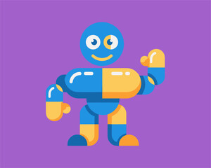 Fototapeta premium Playful Robot Character in a Colorful Setting – Digital Illustration for Kids' Content