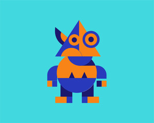 Obraz premium Colorful Geometric Character Illustration, Digital Art, Creative Design, Fun Environment, Bright Colors