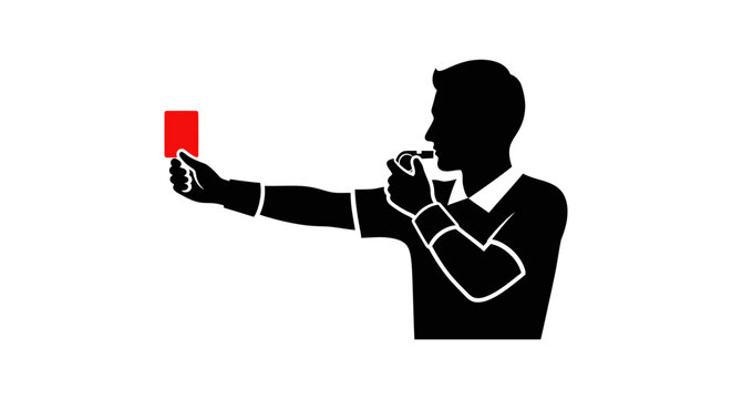 Referee Holding Red Card in Hand.
