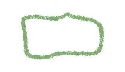Organic wavy crayon box outline in green with loose sketch contour. Rectangle quote frame stands out as a bold art element. Minimal background graphic for template, card, or creative design in a © moonnoon