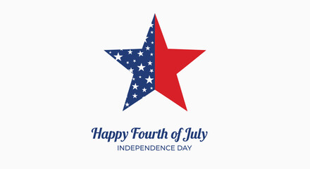 Obraz premium American patriotic star icon with Happy Fourth of July text, vector Independence Day symbol
