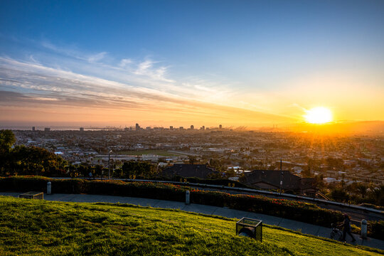 Sunset over Long Beach, California.  Taken from Hilltop Park, Signal Hill, CA