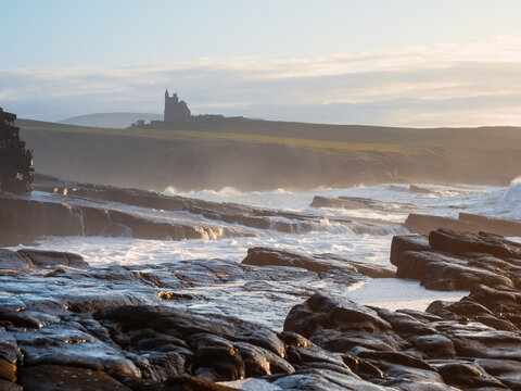 View on Castle Classiebawn in Mullaghmore peninsula, county Sligo, Ireland. Fantastic nature scenery, popular tourist locations. Irish landscape.