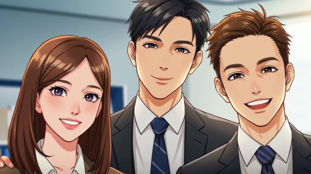 Smiling Colleagues in Harmony: A trio of colleagues exudes warmth and professionalism, their genuine smiles reflecting camaraderie and shared goals.