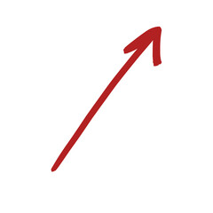Brick red arrow hand drawn on transparent background. Red arrow going up