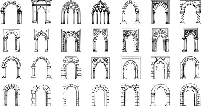 Variety of Arches: Architectural Design Elements Collection