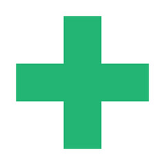 Obraz premium Green Plus Icon. Green Cross Sign, Plus Symbol Medical Logo Icon.