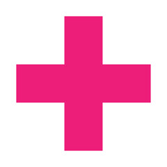 Obraz premium Pink Plus Icon. Pink Cross Sign, Plus Symbol Medical Logo Icon.