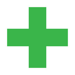 Obraz premium Green Plus Icon. Green Cross Sign, Plus Symbol Medical Logo Icon.