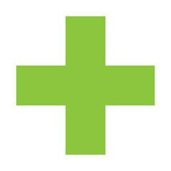 Fototapeta premium Green Plus Icon. Green Cross Sign, Plus Symbol Medical Logo Icon.