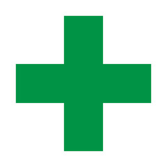 Fototapeta premium Green Plus Icon. Green Cross Sign, Plus Symbol Medical Logo Icon.