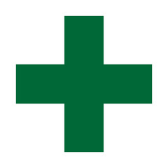 Obraz premium Green Plus Icon. Green Cross Sign, Plus Symbol Medical Logo Icon.
