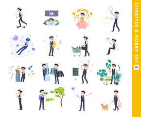 趣味とライフスタイルに関する運転手男性のセット。Bタイプ