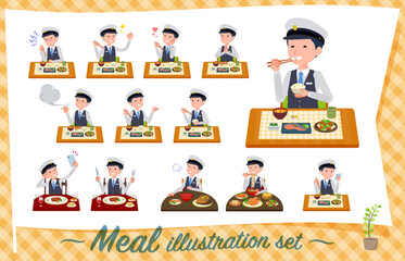 食事に関する運転手男性のセット
