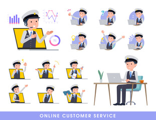 オンラインで接客している運転手男性のセット