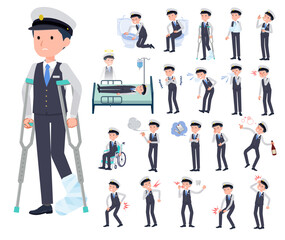 怪我や病気の状態の運転手男性のセット