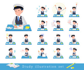 勉強に関する運転手男性のセット