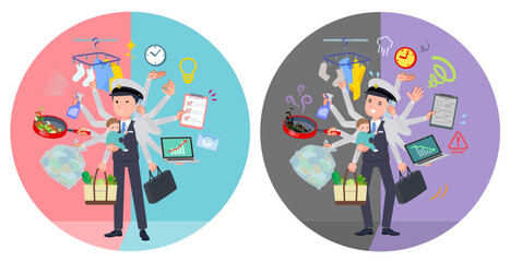 オフィスとプライベートでマルチタスクをこなす運転手男性のセット