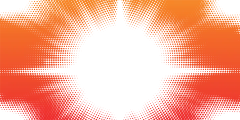 Fotobehang Pop Art Orange red halftone dots abstract background, vibrant radial gradient circle pattern with copy space, modern pop art style dynamic wave vector illustration  © gd-house