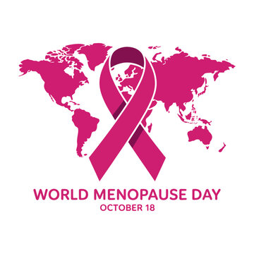 A pink ribbon on a world map for World Menopause Day on October 18