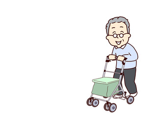Elderly person pushing a handcart while moving Copy space available