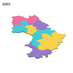 Fototapeta premium Guinea political map of administrative divisions - regions. Colorful isometric blank vector map.