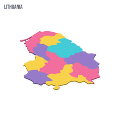 Obraz premium Lithuania political map of administrative divisions - counties. Colorful isometric blank vector map.