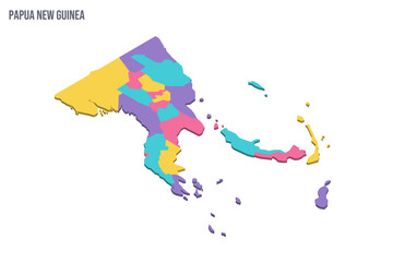 Papua New Guinea political map of administrative divisions - provinces, autonomous region and National Capital District. Colorful isometric blank vector map.