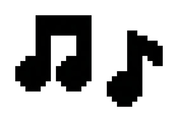Fototapeta premium A 16x16 Musical Notes Black Icons Pixel Art
