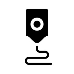 A large 3D printer symbol in the center. Isolated black symbol. Illustration on transparent background