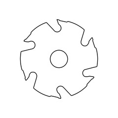 A large black outline milling disc symbol on the center. Illustration on transparent background