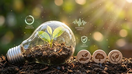 Sustainable Energy Concept with Green Plant.