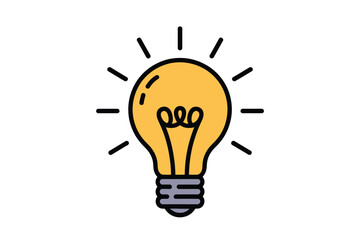 Lightbulb icon shines brightly, representing a powerful new idea or innovation.