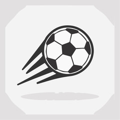 Fototapeta premium Dynamic soccer ball in motion captured from a side viewpoint, illustrating speed and energy as an icon graphic on a light gray background for sports branding