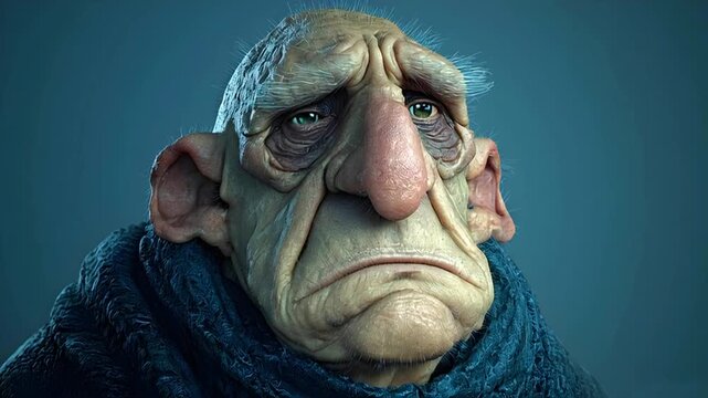 Wrinkled Realism: The Face of Digital Intensity, ai generated.	