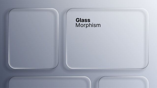 Clear rounded rectangles with blurred edges and text glass morphism. Abstract transparent user interface background element for web design.