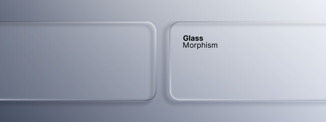 Obraz na płótnie Canvas Frosted glass panels on gray background. Translucent glass effect texture for user interface design. Liquid glass morphism vector concept.