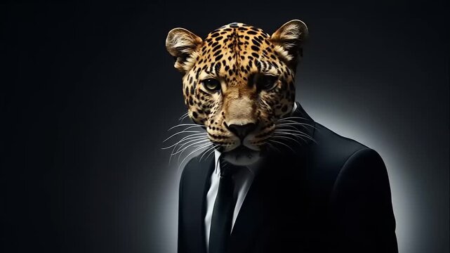 Businessman with Jaguar Head in Suit.