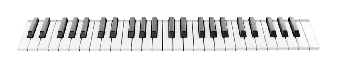 Naklejka premium Piano keyboard on white background. Musical instrument