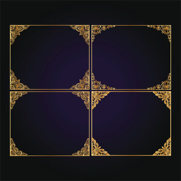 Abstract background with a golden ornamental frame and decorative vintage border design