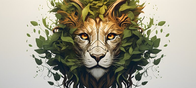 liger dryad vector illustration t-shirt design,generative AI
