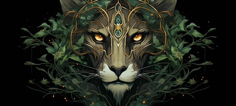 liger dryad vector illustration t-shirt design,generative AI