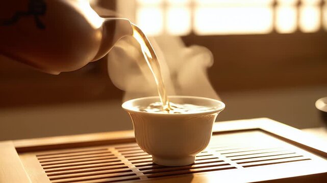 Classic Herbal Tea Filling Cup for Relaxing Break with Warm Atmosphere