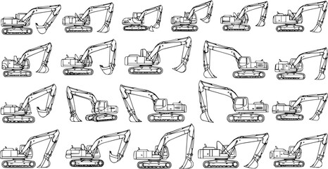 Seamless Excavator Pattern: Heavy Equipment Background © pixsource