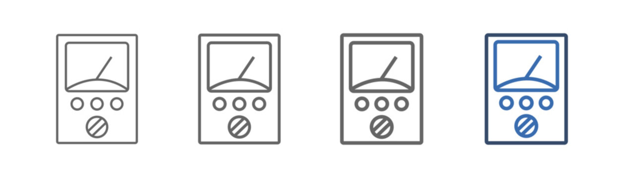 
outline icon set voltmeter with tool design for checking electric voltage